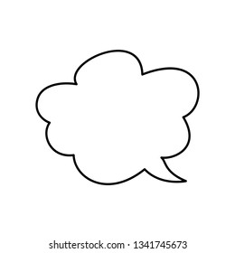 Hand drawn vector outline bubble with text. Message symbols, direct speech on white background. Black and white 