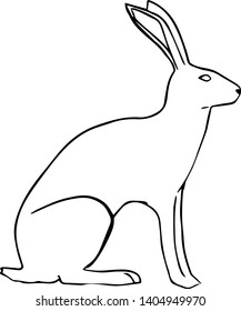 Hand drawn vector outline illustration of hare