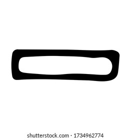 Ilustración de contorno de vector dibujada a mano del icono menos. Signo matemático aislado en fondo blanco. Símbolo de conteo de sustracción