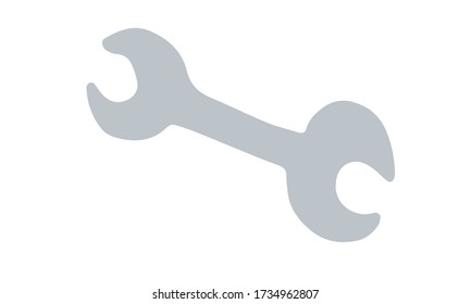 Hand drawn vector outline illustration of wrench. Internet and social network design element. Website or application settings button template