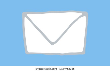 Hand drawn vector outline illustration of envelope icon. Website and social network design element. Internet and email button template