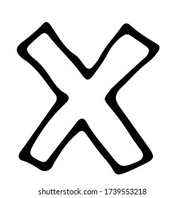 Hand drawn vector outline illustration of cross icon. Website and social network design element. Internet button template