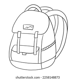 Handgezeichnete Vektorgrafik mit Schultasche. Lineareinrichtung