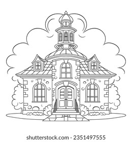 Vector dibujado a mano delineado estilo caricatura construcción escolar