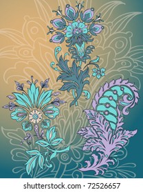 Hand Drawn Vector Paisley Florals