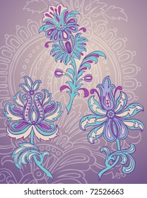 Hand Drawn Vector Paisley Florals