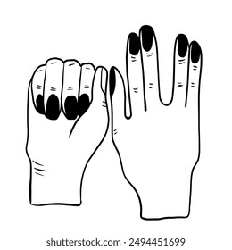 Hand drawn vector palm hands sketch. Ink illustration.