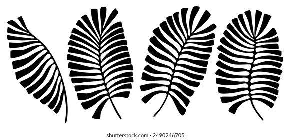 Hand drawn vector palm leaf. modern trendy Matisse minimal style.