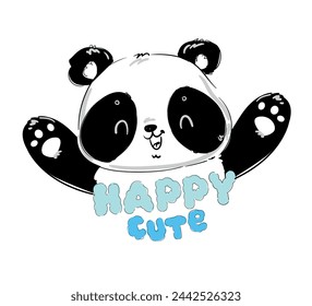 Hand Drawn Vector Panda cute illustration, kids print