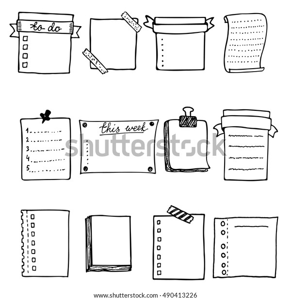 Hand Drawn Vector Paper Notes Set Stock Vector (Royalty Free) 490413226