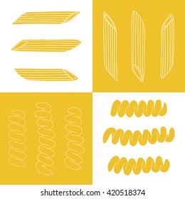 Hand drawn vector pasta elements