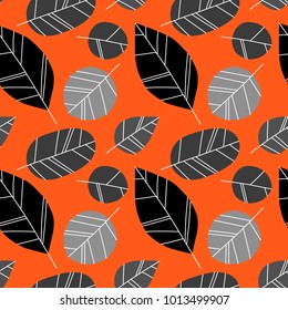 Hand drawn vector pattern with autumn leaves. Design for poster, kitchen textiles, clothing and website