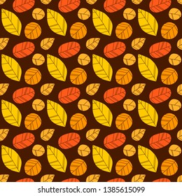 Hand drawn vector pattern with autumn leaves. Design for poster, kitchen textiles, clothing and website