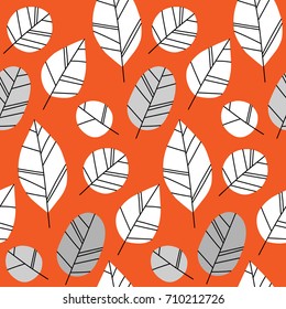 Hand drawn vector pattern with autumn leaves. Design for poster, kitchen textiles, clothing and website