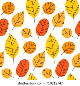 Hand drawn vector pattern with autumn leaves. Design for poster, kitchen textiles, clothing and website