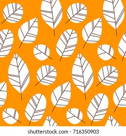 Hand drawn vector pattern with autumn leaves. Design for poster, kitchen textiles, clothing and website