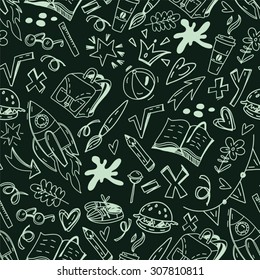 Hand drawn vector pattern "Back to school".