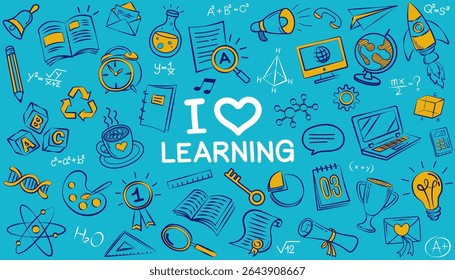 Hand drawn vector pattern background. back to school with education doodle icon symbols on black chalkboard. Foreign language education course for home online training study. EPS10