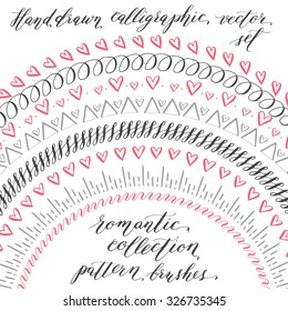 Hand drawn vector pattern brushes. Romantic collection.