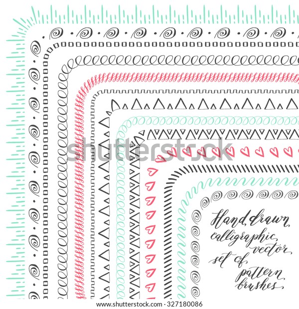 Hand drawn vector\
pattern brushes set.