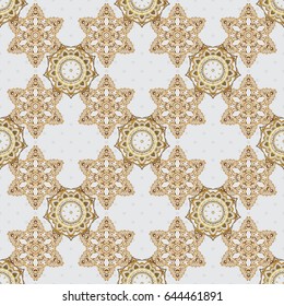 Hand drawn vector pattern for cards, invitation, wedding, wrapping paper. Seamless pattern of gold glitter stripes, zigzag chevron, wavy stripe, seamless texture golden lines on gray.