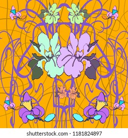 Hand drawn  vector pattern. rectangular rounded shapes form the rhythm of the pattern and create its original structure.