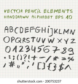 Hand drawn vector pencil alphabet.