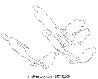 hand drawn vector of people walking