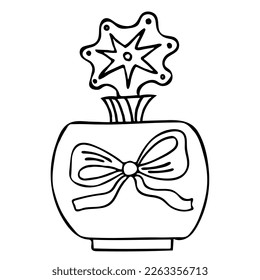 Hand drawn vector perfume bottle. Cosmetics object on white background