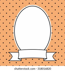 Hand drawn vector photo frame on polka dots orange background