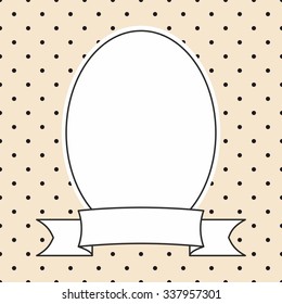 Hand drawn vector photo frame on polka dots pastel background