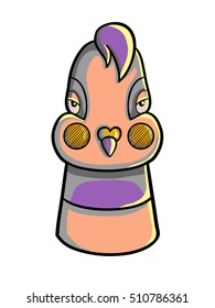 hand drawn vector pigeon character comic on white background