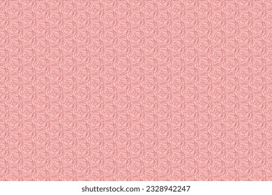 Hand drawn vector pink roses with red outline seamless pattern. Delicate floral ornament.