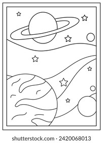 Hand drawn vector of planet creation colour page