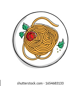 Hand Drawn Vector Plate With Pasta