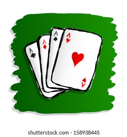Hand drawn vector playing cards. Four Aces.
