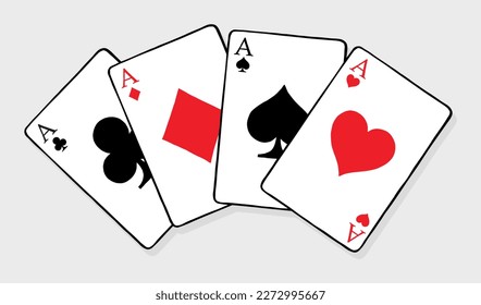 Hand drawn vector playing cards. Four Aces.
