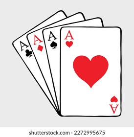 Hand drawn vector playing cards. Four Aces.