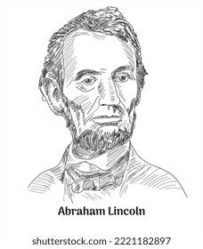 Hand drawn vector portrait. Abraham Abe Lincoln	