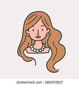 Hand drawn vector portrait illustrations of a woman.