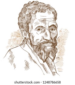 Hand drawn vector portrait. Michelangelo