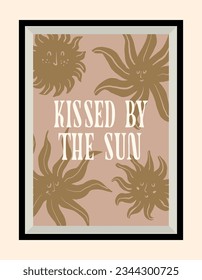 Hand drawn vector poster design with groovy illustration for greeting card, wall art gallery