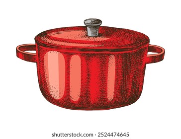 Hand drawn vector pot with lid