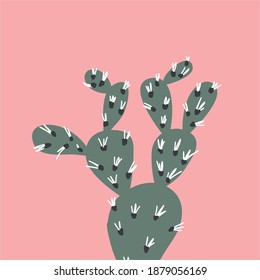 Hand drawn vector print with cactus. Summer abstract pattern in modern style. 