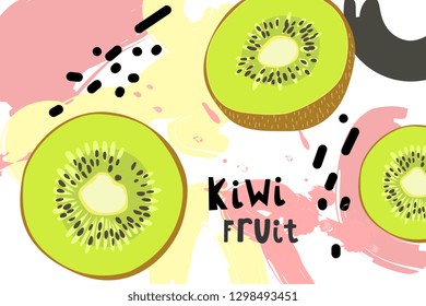 Hand drawn vector with print kiwi fruit