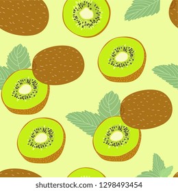 Hand drawn vector with print kiwi fruit
