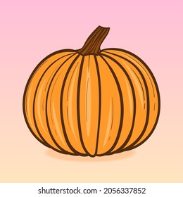 hand drawn vector pumpkin, flat style vector illustration.