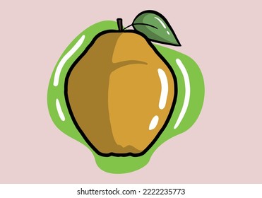Hand drawn vector Quince. Flat illustration of quince vector icon for web design.