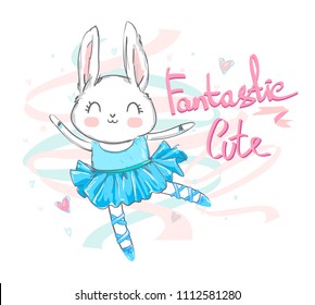 Hand Drawn Vector Rabbit, ballerina
