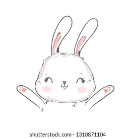 Cute Pink Easter Bunny Hugged Red Stock Vector (royalty Free) 1043296132